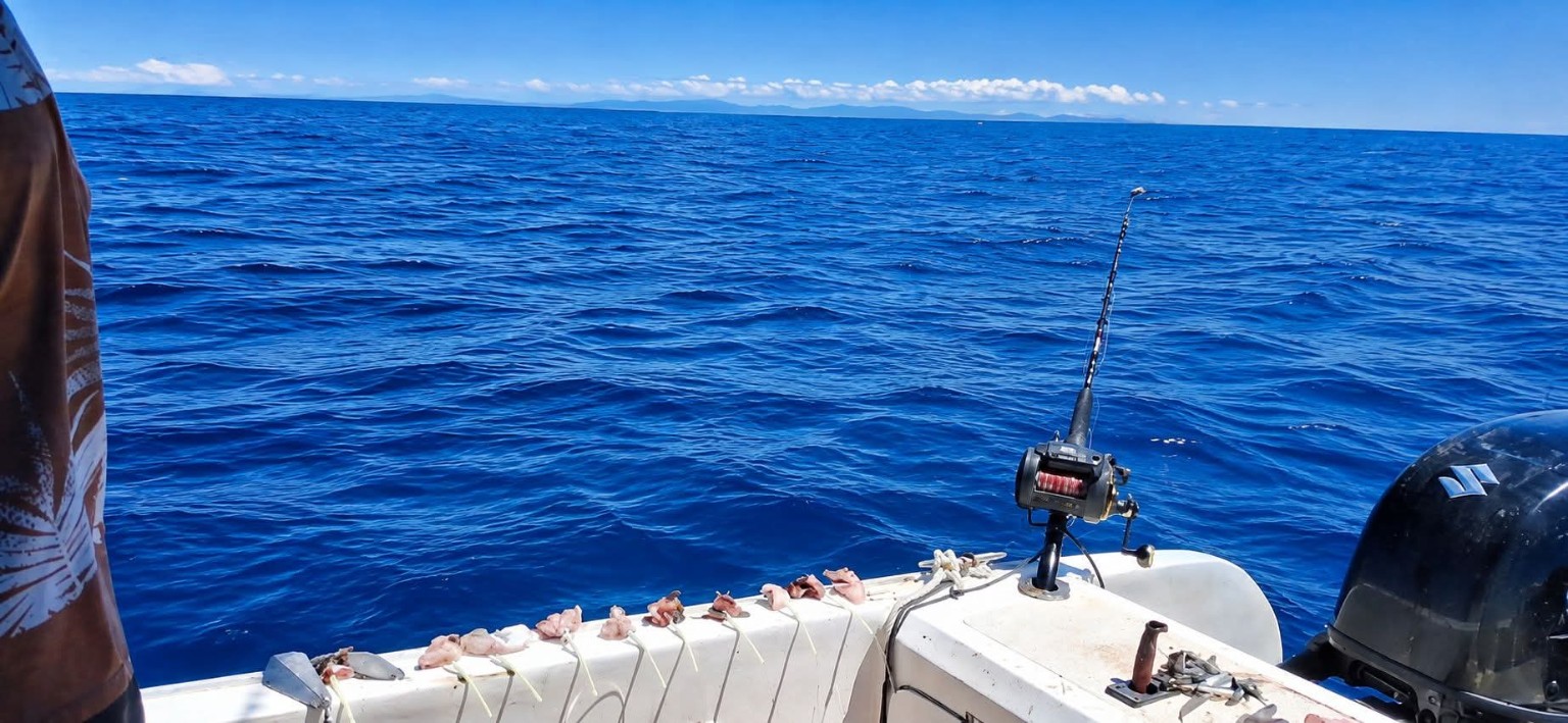 Trolling setup on a Seychelles fishing charter